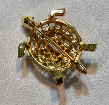 Load image into Gallery viewer, Peridot and Genuine Ruby Eyes Turtle Brooch
