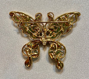 Peridot and Garnet Butterfly Brooch