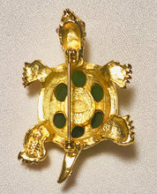 Load image into Gallery viewer, Jade and Ruby Eyes Turtle Brooch
