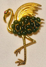 Load image into Gallery viewer, Jade and Ruby Eye Peacock Brooch
