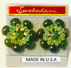 Jade and Peridot Earring - Clip On