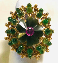 Load image into Gallery viewer, Jade, Peridot and Ruby Ring
