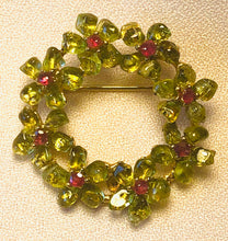 Load image into Gallery viewer, Peridot and Genuine Ruby Brooch
