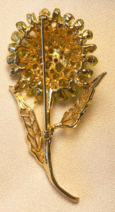 Peridot and Garnet Layered Flower Brooch