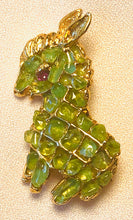 Load image into Gallery viewer, Peridot and Genuine Ruby Eye Donkey Brooch
