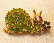 Load image into Gallery viewer, Peridot, Garnet and Genuine Ruby Snail Brooch

