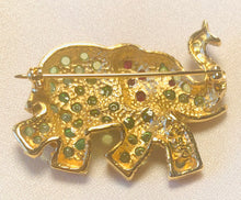 Load image into Gallery viewer, Peridot and Genuine Ruby Elephant Brooch
