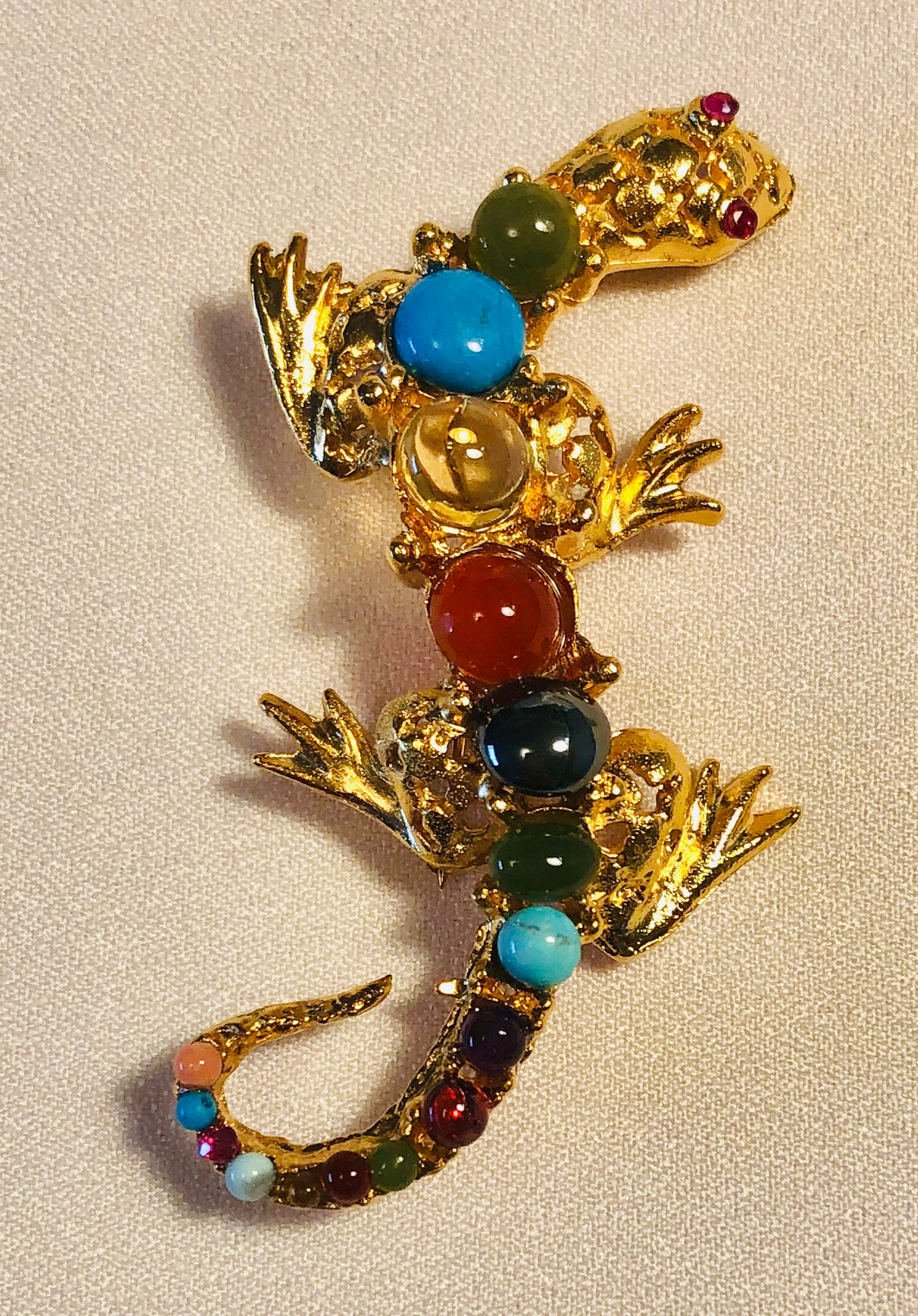 Multi Stone Iguana Brooch