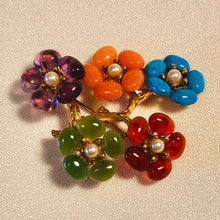 Load image into Gallery viewer, Multi Stone Five Flower Brooch

