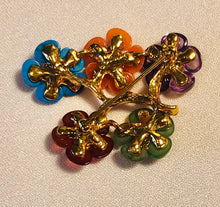 Load image into Gallery viewer, Multi Stone Five Flower Brooch
