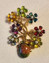 Load image into Gallery viewer, Multi Stone Flower Vase Brooch

