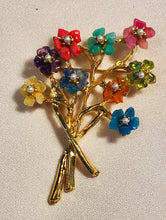 Load image into Gallery viewer, Multi Stone Bouquet Flower Brooch
