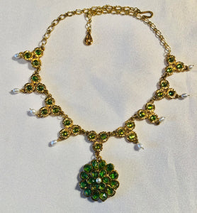 Peridot and Fresh Water Pearl Necklace