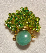 Load image into Gallery viewer, Peridot and Aventurine Flower Vase  Brooch
