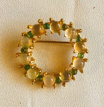 Load image into Gallery viewer, Genuine Moonstone and Peridot Wreath Brooch
