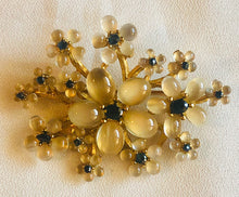 Load image into Gallery viewer, Moonstone and Sapphire Flower Bed Brooch
