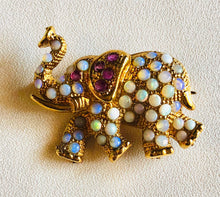 Load image into Gallery viewer, Genuine Opal and Ruby Elephant Brooch

