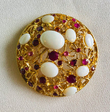 Load image into Gallery viewer, Genuine Opal and Ruby Cluster Brooch
