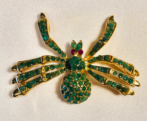Genuine Emerald and Ruby Spider Brooch