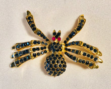 Load image into Gallery viewer, Genuine Sapphire and Ruby Eyes  Spider Brooch
