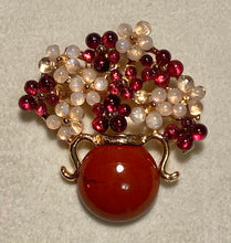 Load image into Gallery viewer, Moonstone and Garnet Flower Pot Brooch
