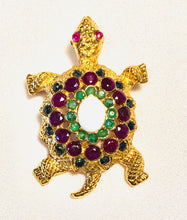 Load image into Gallery viewer, Genuine Ruby, Sapphire, Emerald and Opal Turtle Brooch
