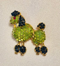 Load image into Gallery viewer, Genuine Sapphire, Ruby and Emerald Poodle Dog Brooch
