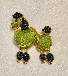 Genuine Sapphire, Ruby and Emerald Poodle Dog Brooch