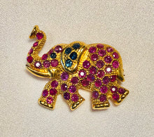Load image into Gallery viewer, Genuine Ruby and Sapphire Elephant Brooch
