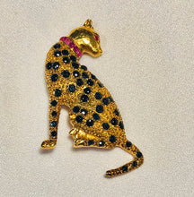 Load image into Gallery viewer, Genuine Sapphire and Ruby Panther Brooch
