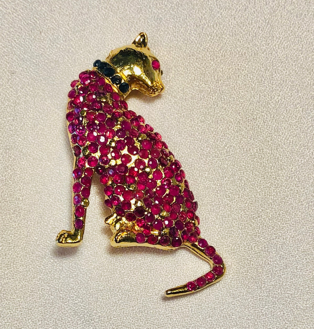 Genuine Ruby and Sapphire Panther Brooch