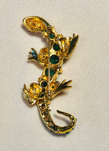 Load image into Gallery viewer, Genuine Emerald and Ruby Iguana Brooch
