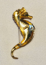Load image into Gallery viewer, Genuine Ruby and Emerald Seahorse Brooch
