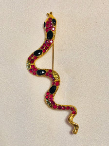Genuine Ruby and Sapphire Snake Brooch