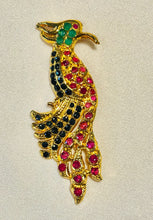Load image into Gallery viewer, Genuine Sapphire, Ruby and Emerald Cockatoo Brooch
