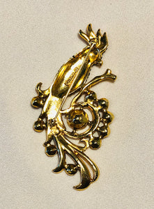 Genuine Sapphire, Ruby and Fresh Water Pearl Cockatoo Brooch