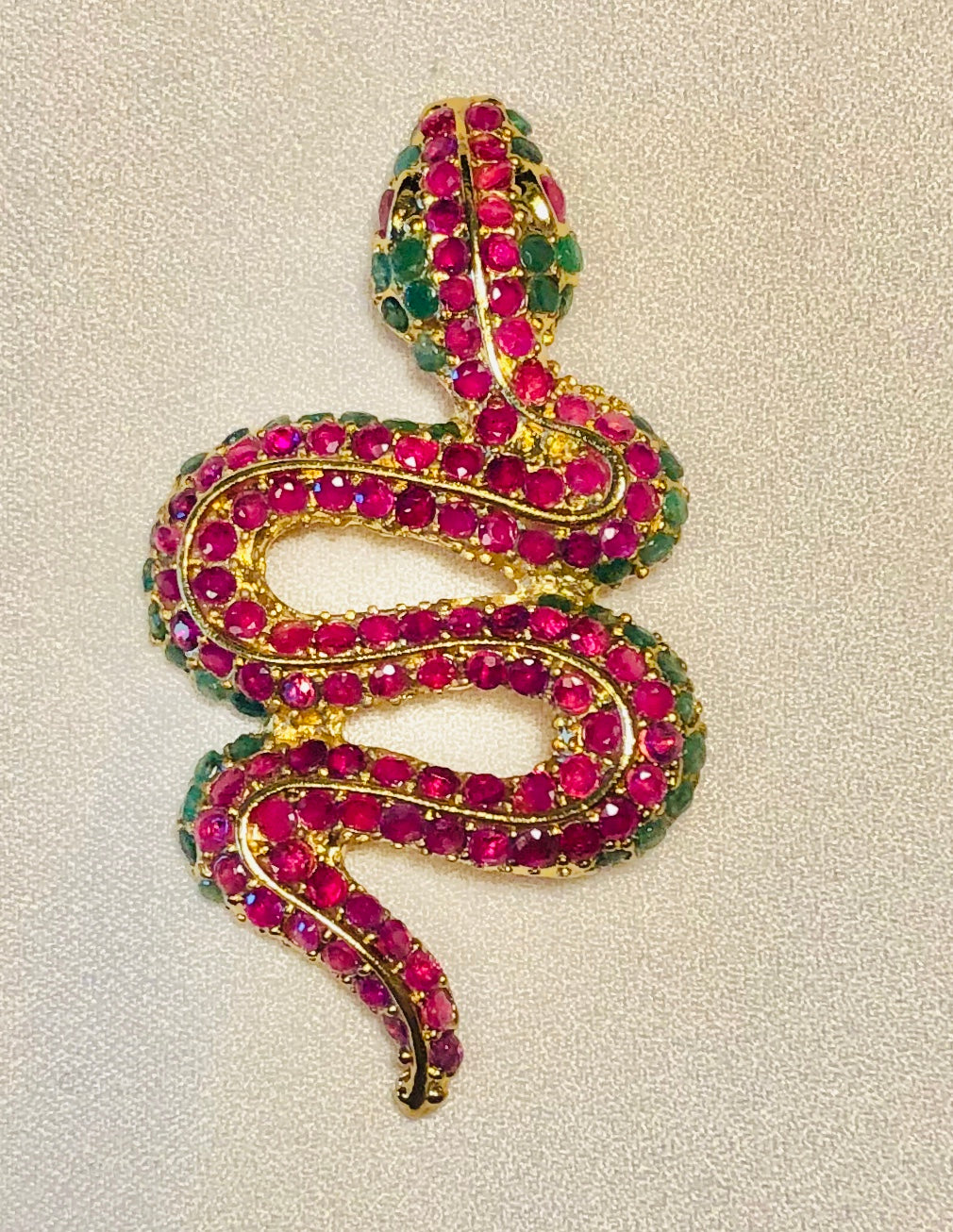 Genuine Ruby and Emerald Snake Brooch