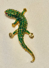 Load image into Gallery viewer, Genuine Emerald and Ruby Eye Lizard Brooch
