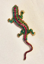 Load image into Gallery viewer, Genuine Ruby and Emerald Lizard Brooch
