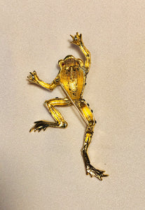 Genuine Sapphire and Ruby Eyes Frog Brooch