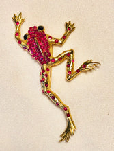 Load image into Gallery viewer, Genuine Ruby and Sapphire Frog Brooch
