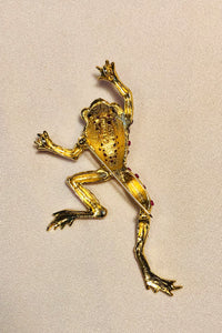 Genuine Ruby and Sapphire Frog Brooch