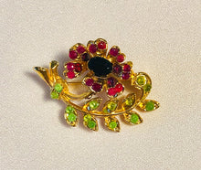Load image into Gallery viewer, Genuine Ruby, Sapphire and Emerald Brooch
