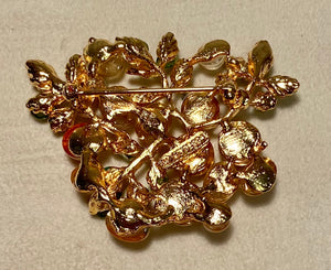 Citrine and Peridot Flower Brooch