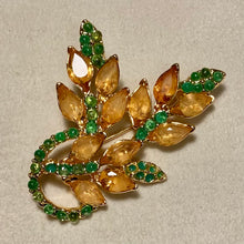 Load image into Gallery viewer, Citrine and Peridot Flower Brooch
