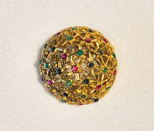 Load image into Gallery viewer, Genuine Sapphire, Emerald and Ruby Cluster Brooch
