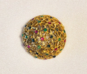 Genuine Sapphire, Emerald and Ruby Cluster Brooch