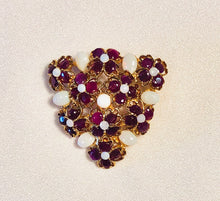 Load image into Gallery viewer, Genuine Ruby and Opal Bed Flower Brooch
