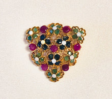Load image into Gallery viewer, Genuine Sapphire, Ruby, Emerald and Opal Bed Flower Brooch
