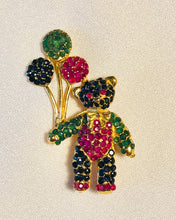Load image into Gallery viewer, Genuine Sapphire, Ruby and Emerald Teddy Bear Brooch

